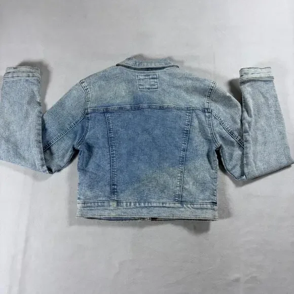 Wax Jean Denim Jacket Womens Small Light Wash Cropped Trucker Jean - Picture 7 of 7